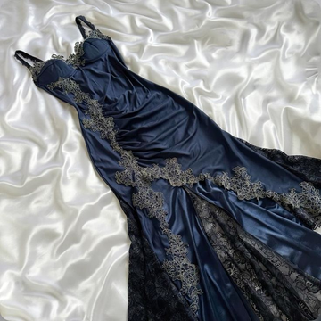 Sexy Navy Blue Mermaid Lace Prom Dress Party Dress HZ1023